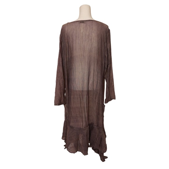 Ivey Abitz linen Bespoke Grey Dress Pockets Asymmetrical long sleeve‎ - Picture 8 of 8